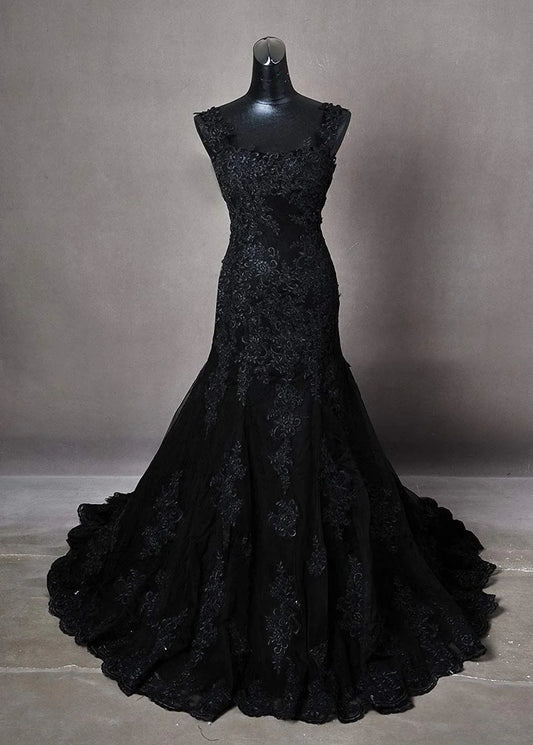 Off-the-Shoulder Long Wedding Dress With Applique
