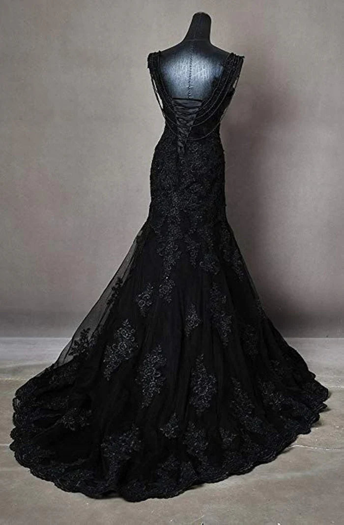 Off-the-Shoulder Long Wedding Dress With Applique