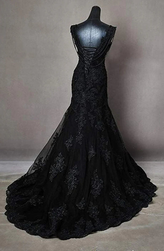 Off-the-Shoulder Long Wedding Dress With Applique