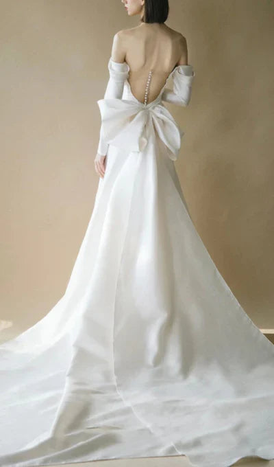 Off-the-Shoulder Strapless Bow Shouler Wedding Dress