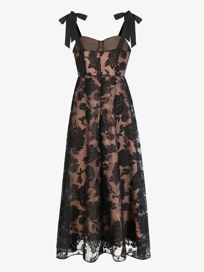 Dress A-Line Dress Sweetheart Neckline Sleeveless Romantic Flower Printed Party Prom Maxi Dresses