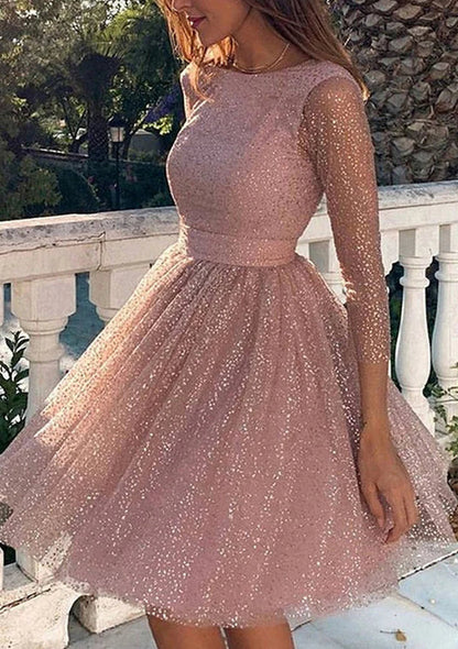 Dress A-Line Elegant A-Line Scoop Neck Metallic Party Cocktail Dress Backless Princess Homecoming Dress