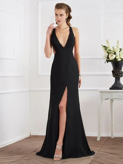 Dress A-Line/Elegant Halter Sleeveless Long Chiffon Prom Dresses
