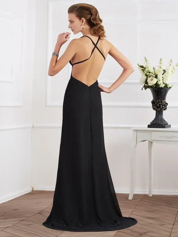 Dress A-Line/Elegant Halter Sleeveless Long Chiffon Prom Dresses