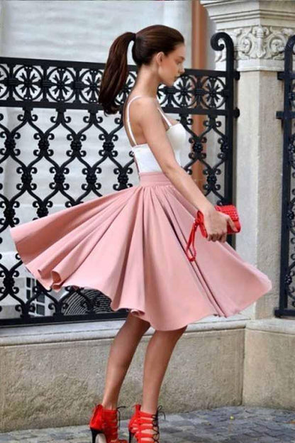 Dress A-Line Spaghetti Straps Knee-Length Blush Homecoming Dress