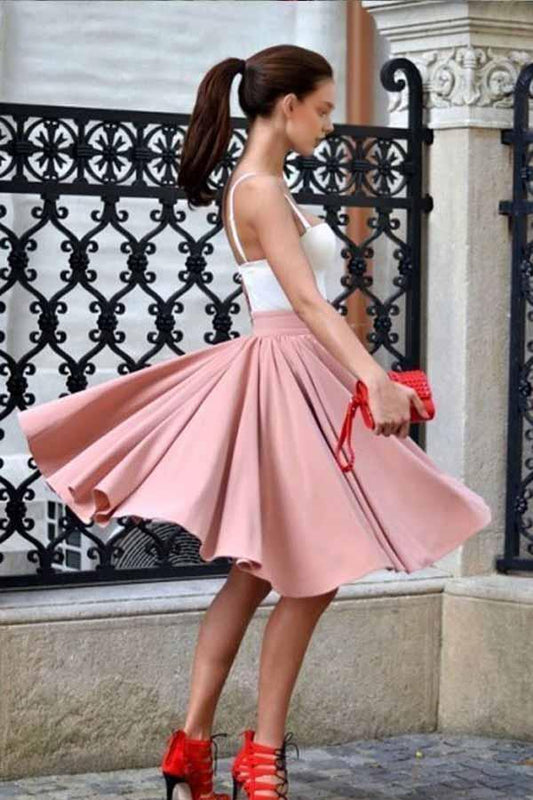Dress A-Line Spaghetti Straps Knee-Length Blush Homecoming Dress