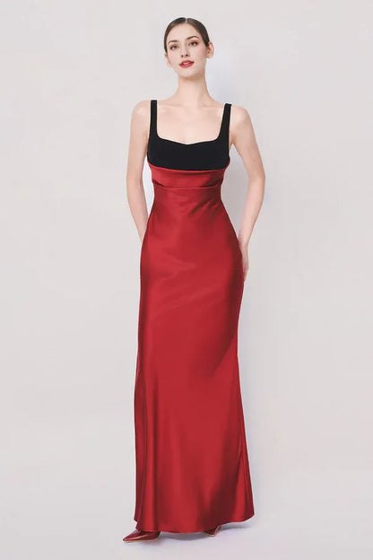 Dress A-line Back Zipper Satin Floor Length Maxi Dress Sleeveless Elegant Regular Straps Backless Prom Dress