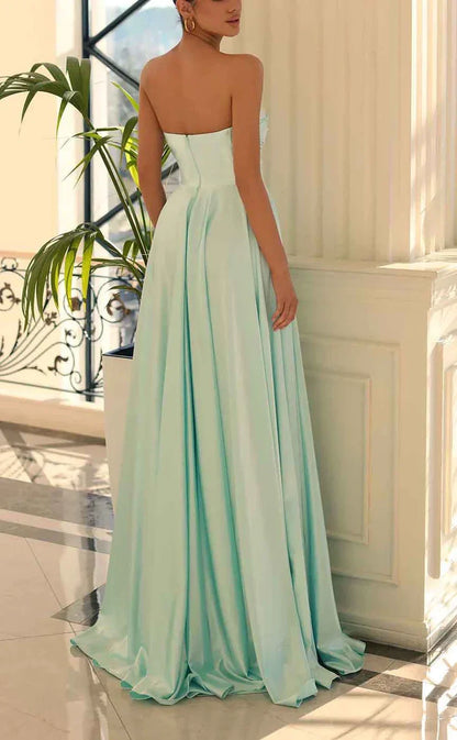 Dress A-line Sleeveless Long Prom Dresses Side Hight Slit Purple Pleated Prom Dresses