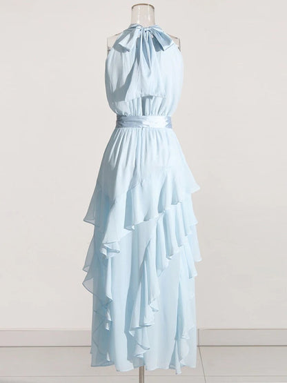 Dress A-line Slim Split Dresses For Women Stand Collar Sleeveless Female Fashion Prom Dress