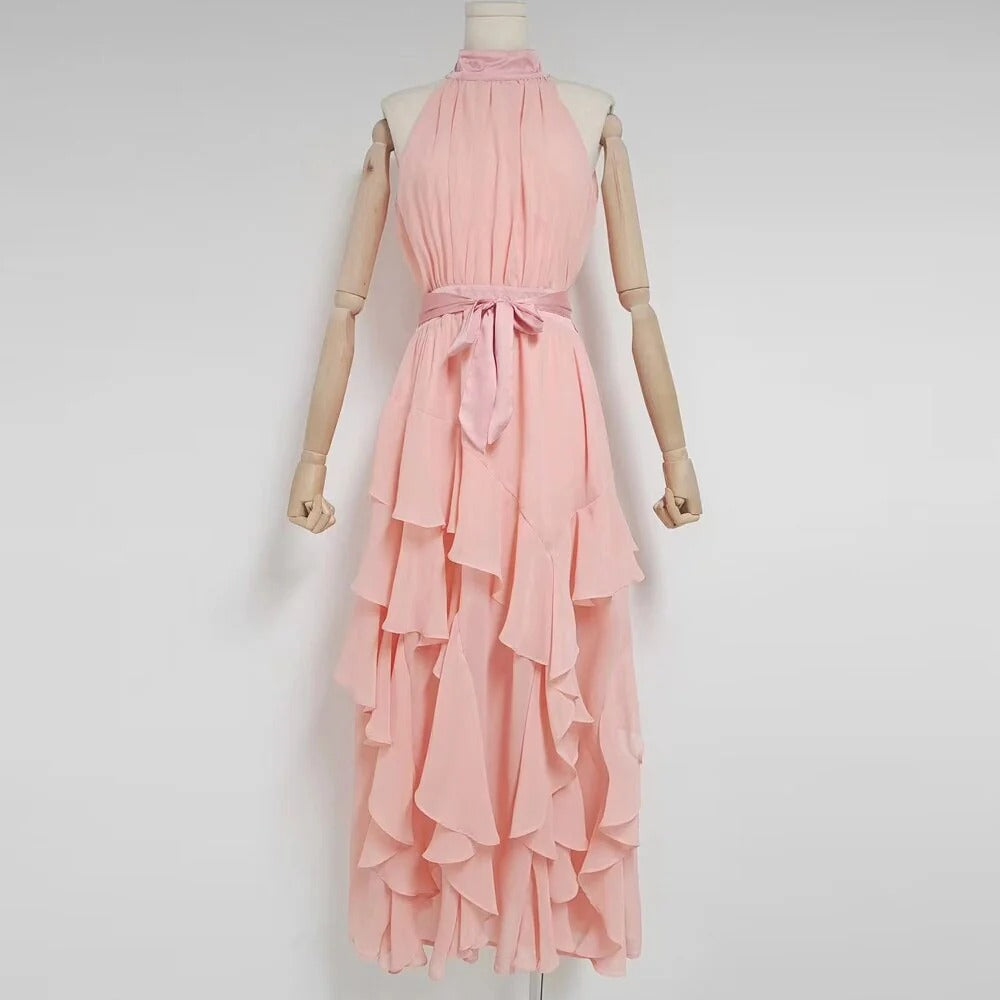 Dress A-line Slim Split Dresses For Women Stand Collar Sleeveless Female Fashion Prom Dress