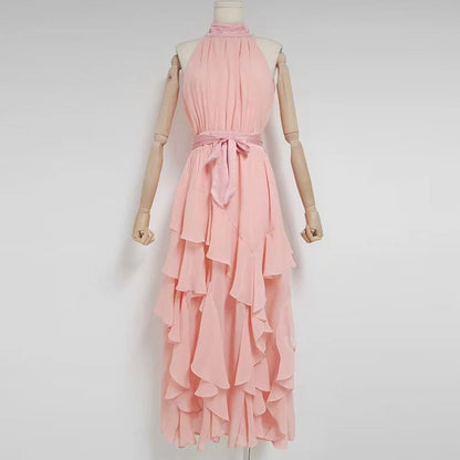 Dress A-line Slim Split Dresses For Women Stand Collar Sleeveless Female Fashion Prom Dress