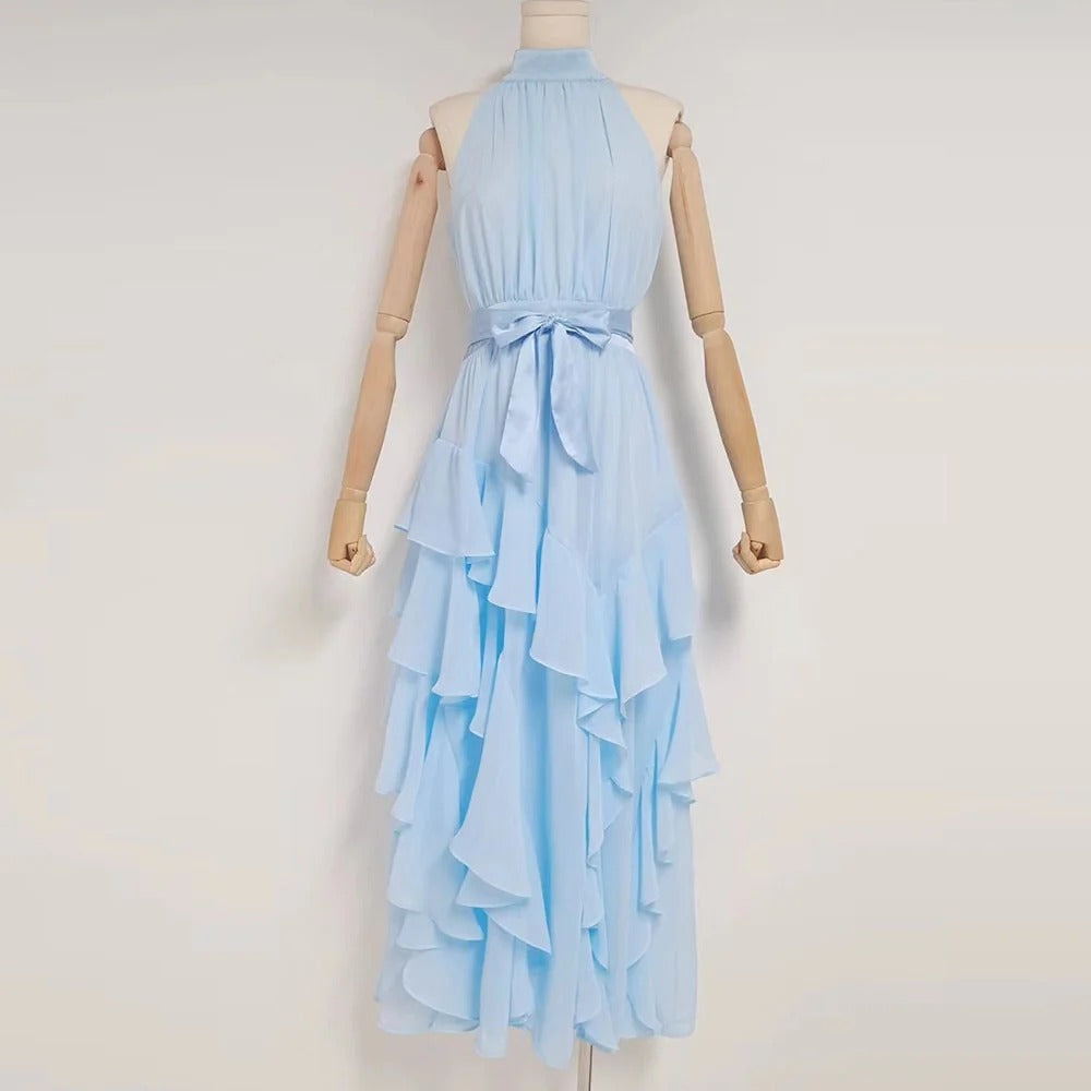 Dress A-line Slim Split Dresses For Women Stand Collar Sleeveless Female Fashion Prom Dress