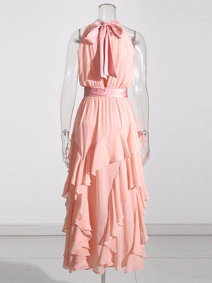 Dress A-line Slim Split Dresses For Women Stand Collar Sleeveless Female Fashion Prom Dress