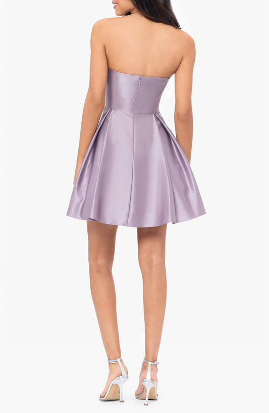 Dress A-line Sweetheart Homecoming Dress Pleat Sleeveless Strapless Satin Minidress