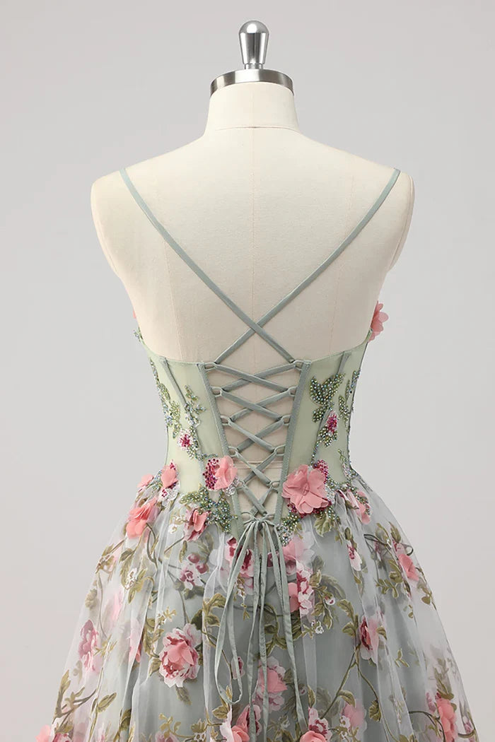 Romantic-3D‑Flower-Tulle-A‑Line-Sweetheart-Spaghetti‑Strap-Beaded‑Corset-Lace‑Up‑Back-Floral‑Print-Sweep‑Train-Evening-Dresses