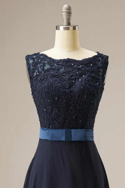 Dress A Line Lace Top Sweep-Brush Train Sleeveless Maxi Dress Prom Dress With Belt