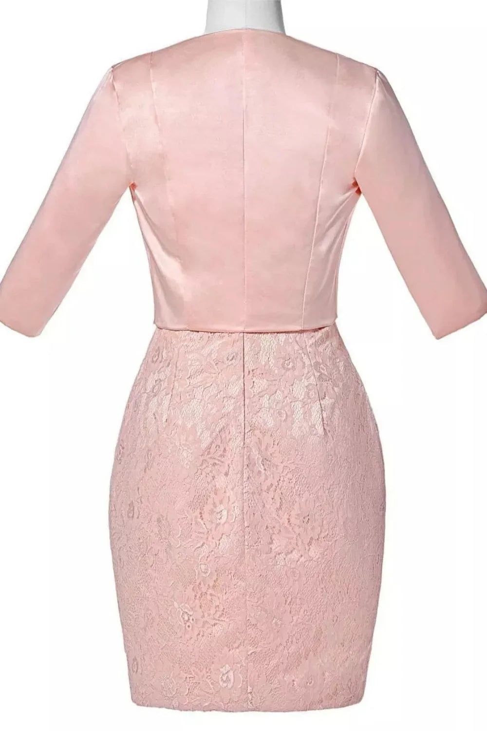 Dress Beautiful Fitted Pink Half Sleeve Lace With Jacket Mother of the Bride Dress