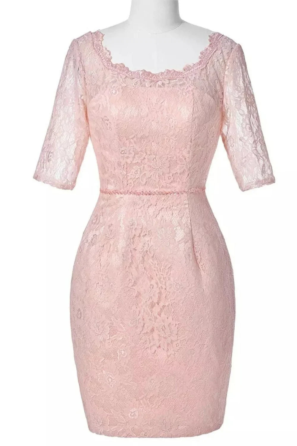 Dress Beautiful Fitted Pink Half Sleeve Lace With Jacket Mother of the Bride Dress