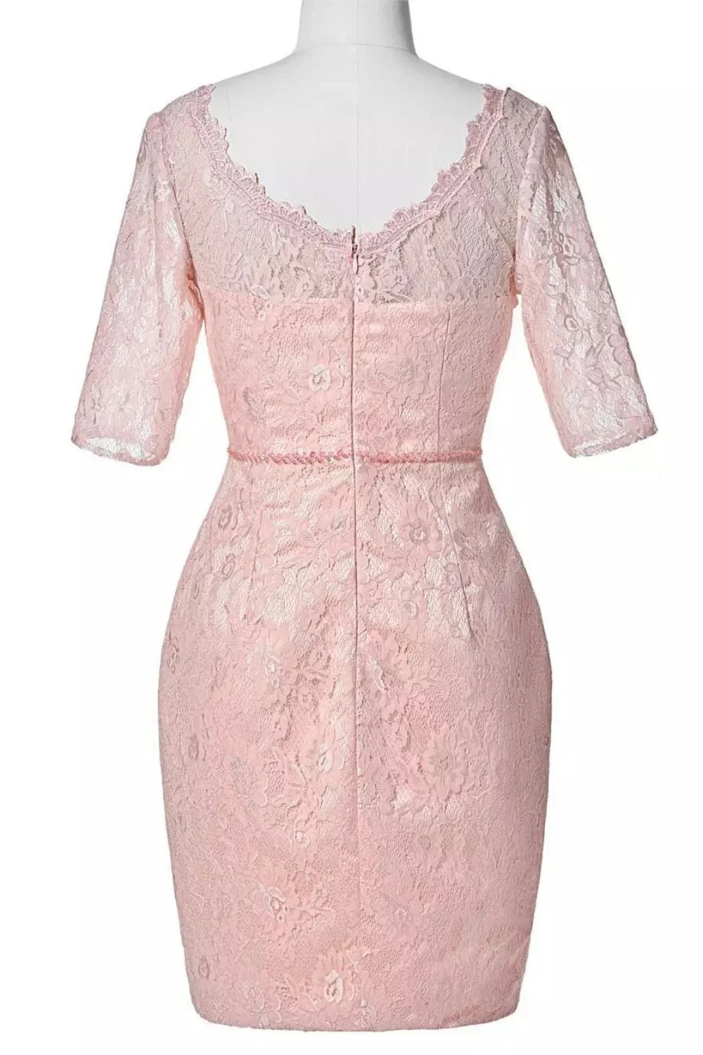 Dress Beautiful Fitted Pink Half Sleeve Lace With Jacket Mother of the Bride Dress