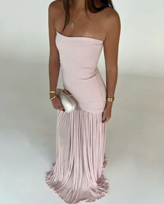 Dress Beautiful Mermaid Strapless Neckline Pink Long Chiffon Party Dresses Prom Dress
