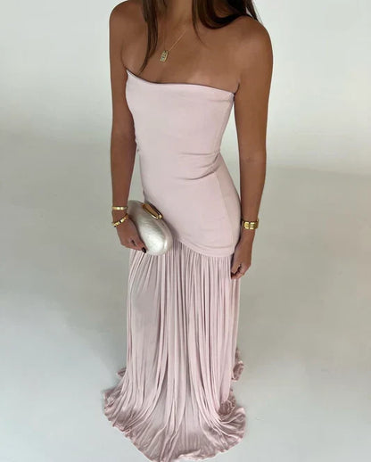 Dress Beautiful Mermaid Strapless Neckline Pink Long Chiffon Party Dresses Prom Dress