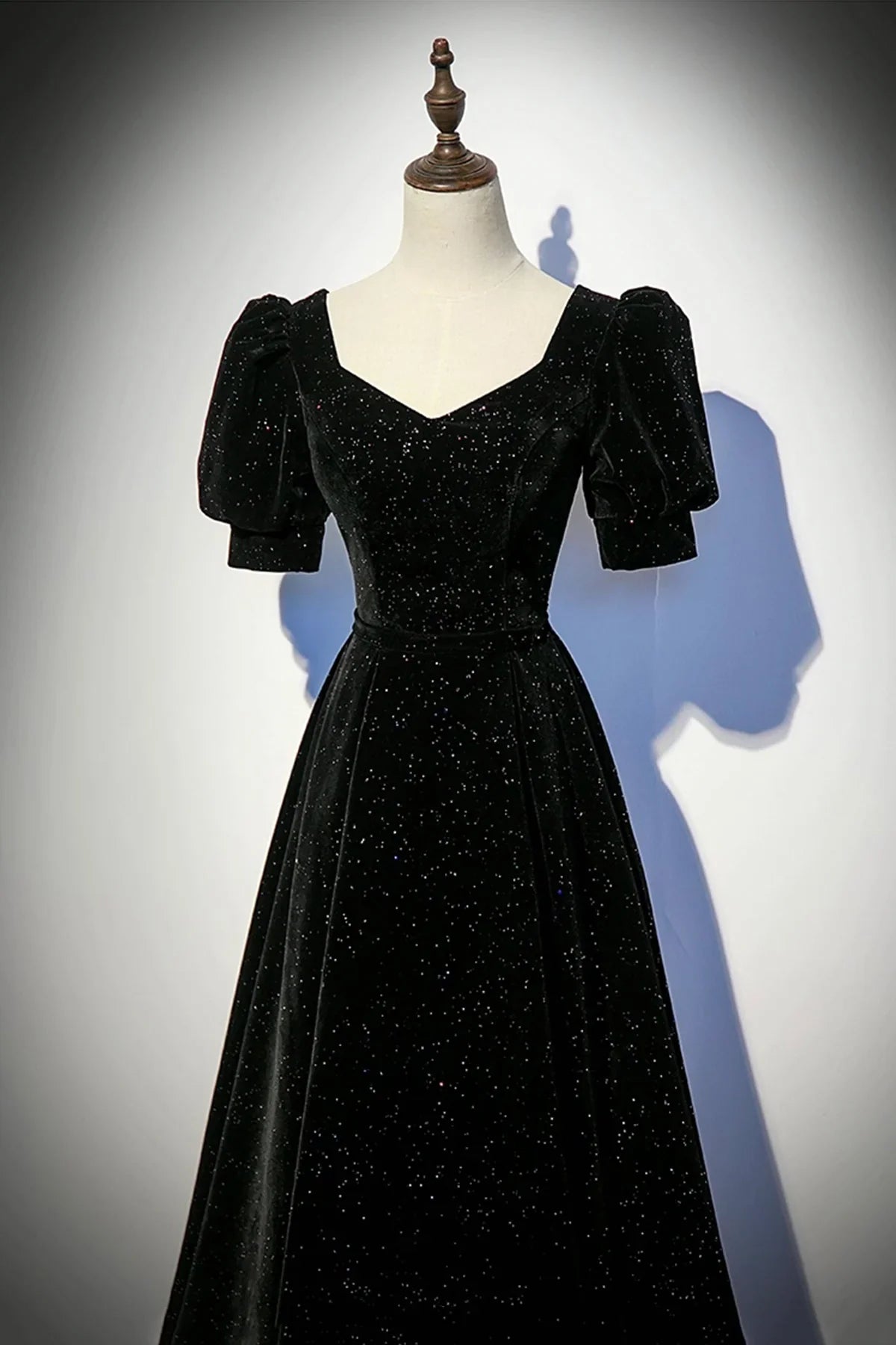 Dress Black Velvet Long Prom Dress Elegant A-Line Evening Lace-up Party Dress
