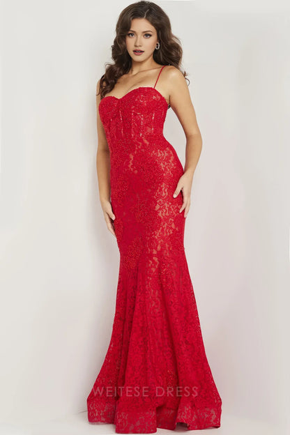 Dress Blue Lace Embroidered Evening Gown With Spaghetti Straps Plunging Neckline And Mermaid Cut Radiating Luxurious Sophistication Prom Dress