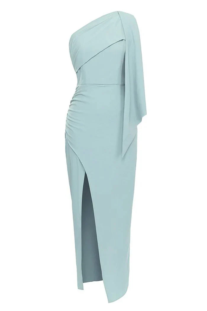 Dress Blue One Shoulder Bodycon Long Formal Dress With Slit Prom Dress