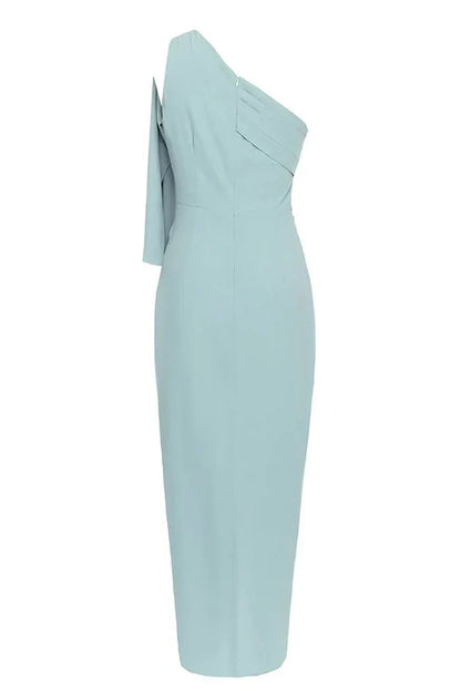 Dress Blue One Shoulder Bodycon Long Formal Dress With Slit Prom Dress