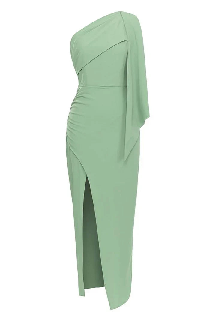 Dress Blue One Shoulder Bodycon Long Formal Dress With Slit Prom Dress
