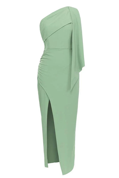 Dress Blue One Shoulder Bodycon Long Formal Dress With Slit Prom Dress