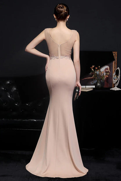 Dress Blush Mermaid Mermaid/Trumpet Maxi Dress Sleeveless With Appliques Prom Dress