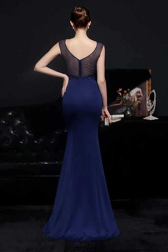 Dress Blush Mermaid Mermaid/Trumpet Maxi Dress Sleeveless With Appliques Prom Dress