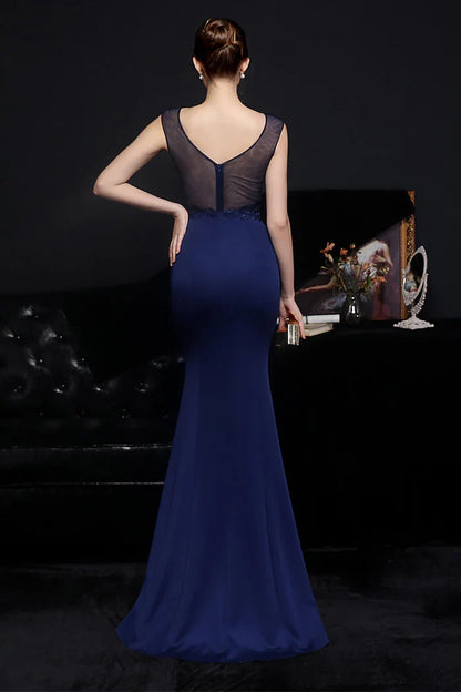 Dress Blush Mermaid Mermaid/Trumpet Maxi Dress Sleeveless With Appliques Prom Dress