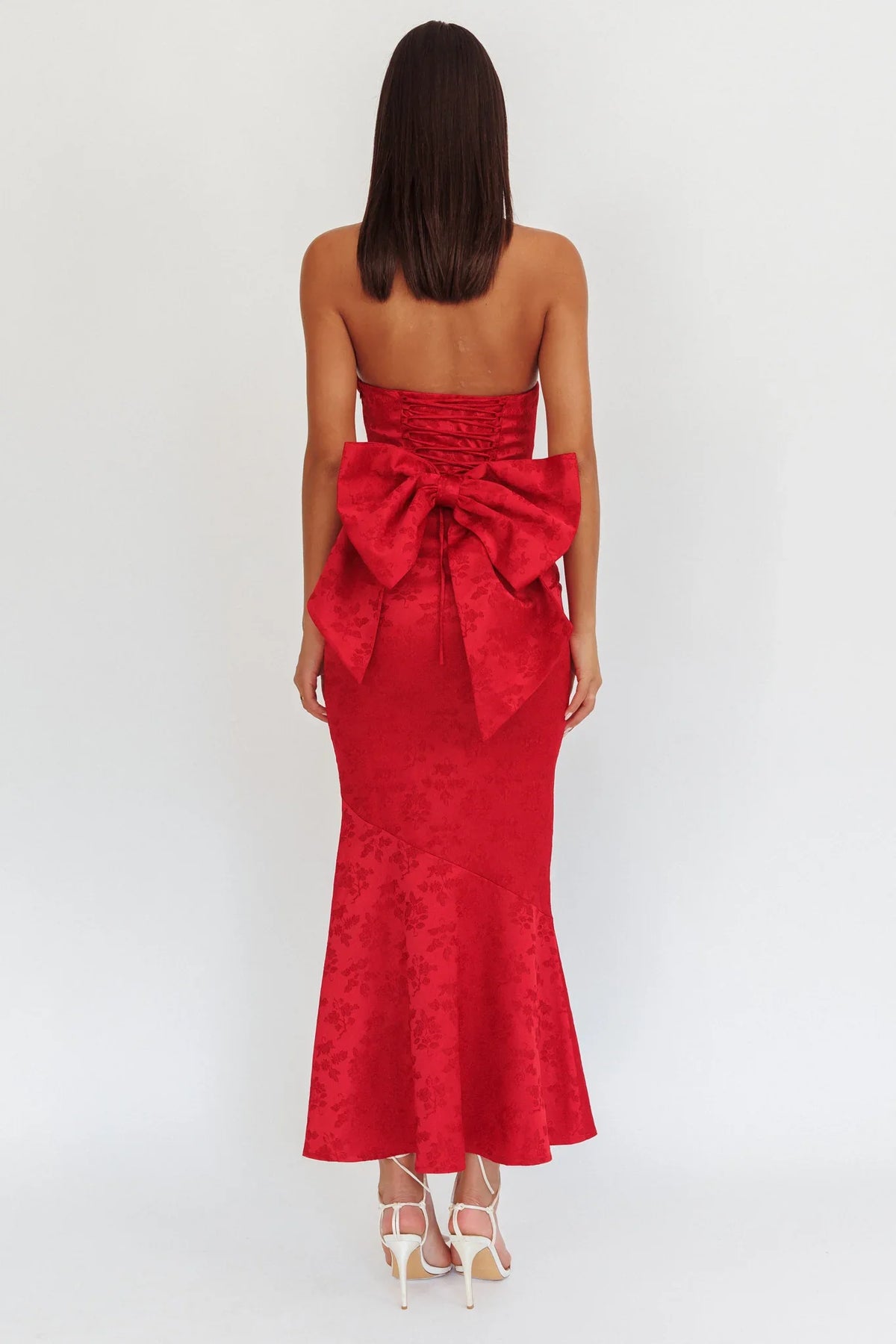 Dress Bow Back Maxi Dress Pink Mermaid/Trumpet Backless Elegant Ankle-Length Prom Dress