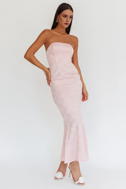 Dress Bow Back Maxi Dress Pink Mermaid/Trumpet Backless Elegant Ankle-Length Prom Dress
