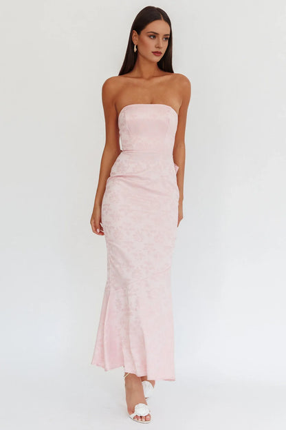 Dress Bow Back Maxi Dress Pink Mermaid/Trumpet Backless Elegant Ankle-Length Prom Dress