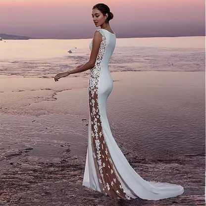 Dress Bridesmaid Dress Magic Lace Evening Gown Sleeveless Long Fitted Formal Party Dress Floor-length Wedding Dress