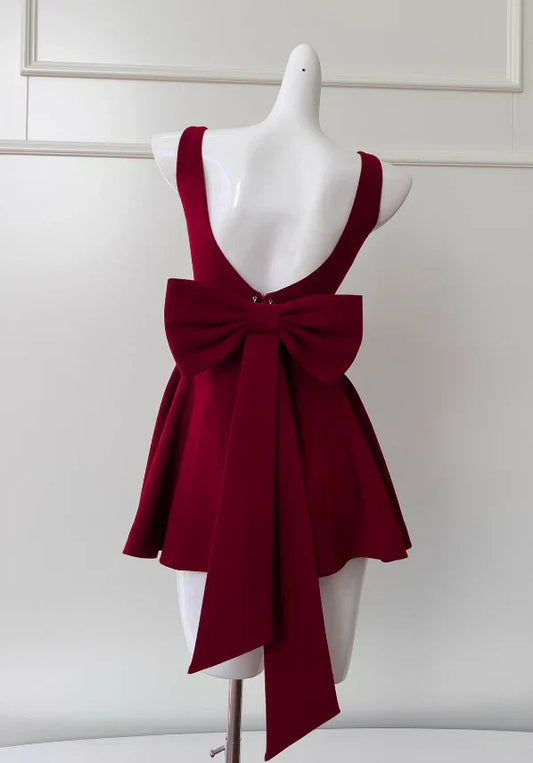Dress Burgundy A-line Knee Length Spaghetti Strap Short Prom Dress Homecoming Dress