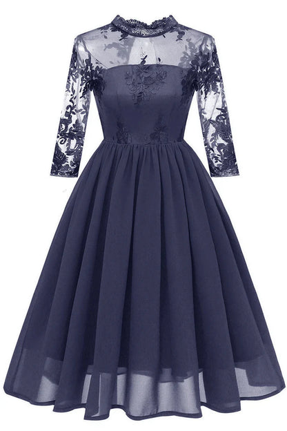 Dress Burgundy Cut Out A-line Cocktail Party Dress Long Sleeves Appliques Chiffon Homecoming Dress