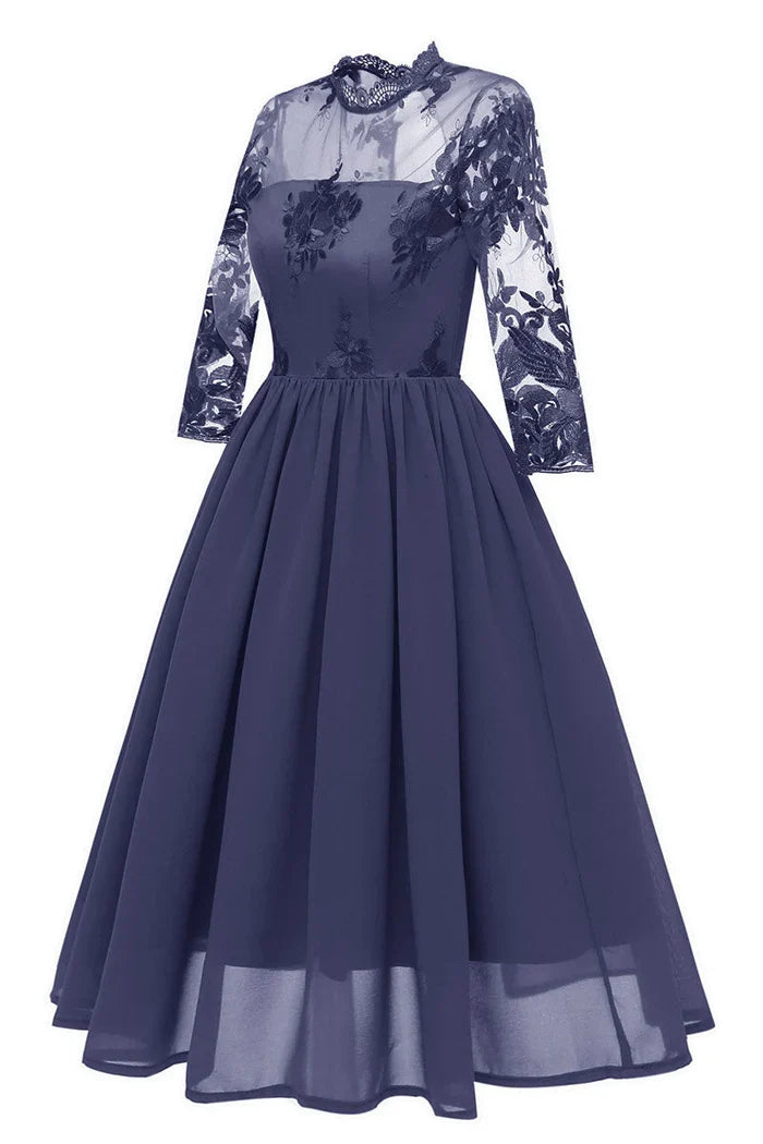 Dress Burgundy Cut Out A-line Cocktail Party Dress Long Sleeves Appliques Chiffon Homecoming Dress
