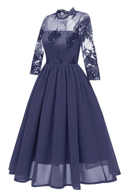 Dress Burgundy Cut Out A-line Cocktail Party Dress Long Sleeves Appliques Chiffon Homecoming Dress
