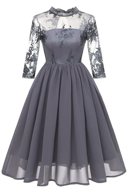 Dress Burgundy Cut Out A-line Cocktail Party Dress Long Sleeves Appliques Chiffon Homecoming Dress
