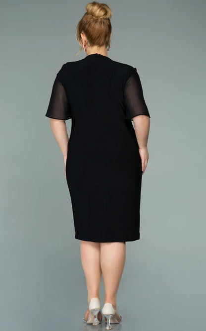 Dress Casual Empire Plus Size Half-sleeve Chiffon Pencil Ruched Plus Size Mother of the Bride Dress