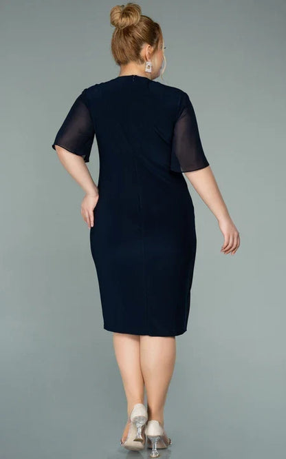 Dress Casual Empire Plus Size Half-sleeve Chiffon Pencil Ruched Plus Size Mother of the Bride Dress