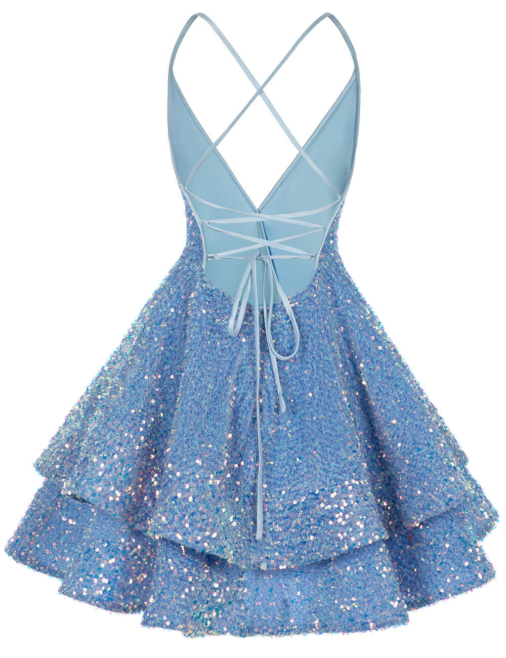 Dress Charming V-Neck Sequins Open Back Short Mini Homecoming Dress