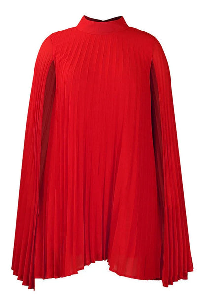 Dress Chic High-Neck Yellow Mini Cocktail Party Dress Long Sleeves Pleats Homecoming Dress