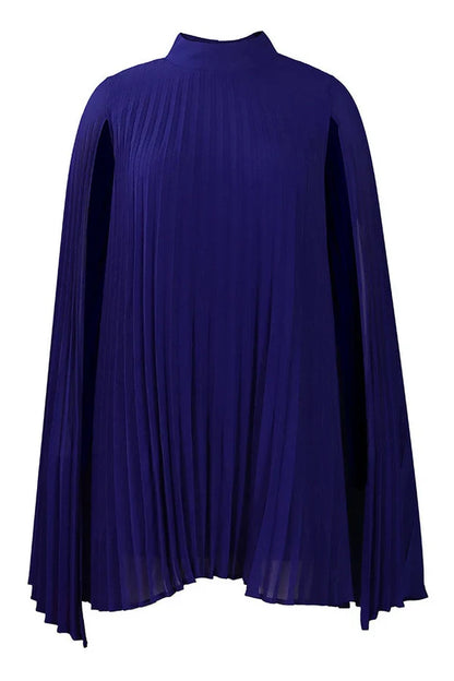 Dress Chic High-Neck Yellow Mini Cocktail Party Dress Long Sleeves Pleats Homecoming Dress