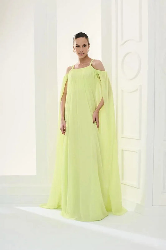 Dress Chic Sage Green Chiffon Off the Shoulder Spaghetti Strap Long Party Dress with Pleated Prom Dress