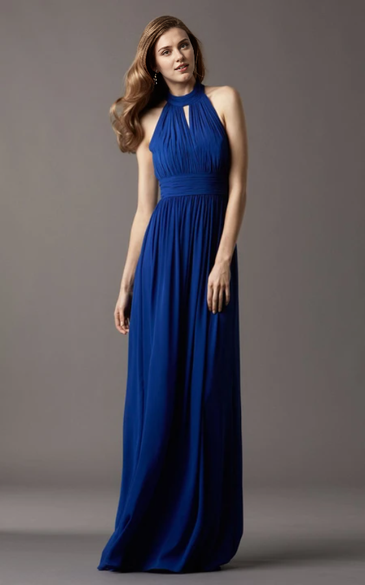 Dress Chic Sleeveless Ruched Empire Waist Chiffon Dress With Cutouts Prom Dress Formal Wear Dresses